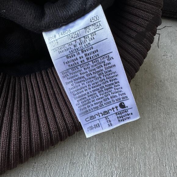 Vintage Y2K Carhartt J130 DKB brown hooded work wear jacket - Picture 5 of 9